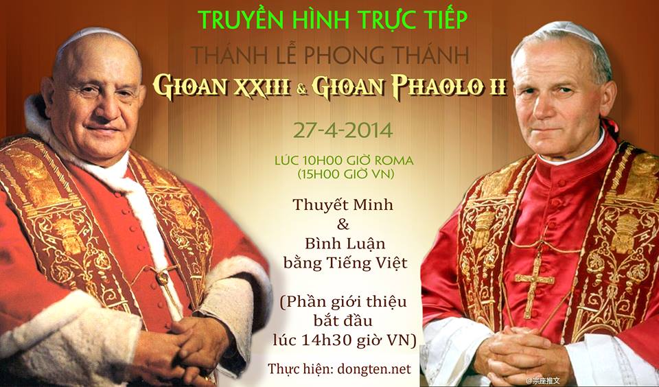Trực tiếp truyền hình thông dịch tiếng Việt Thánh lễ tuyên thánh Giáo hoàng Gioan XXIII và Gioan-Phaolô II – ĐGH Phanxicô đọc công thức tuyên thánh